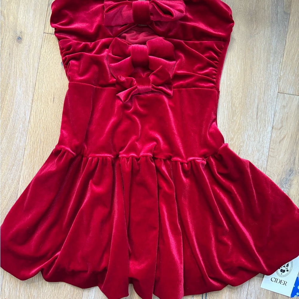 Cider Red Strapless Babydoll Dress for Prom